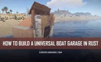 The outside of a universal boat garage in RUST