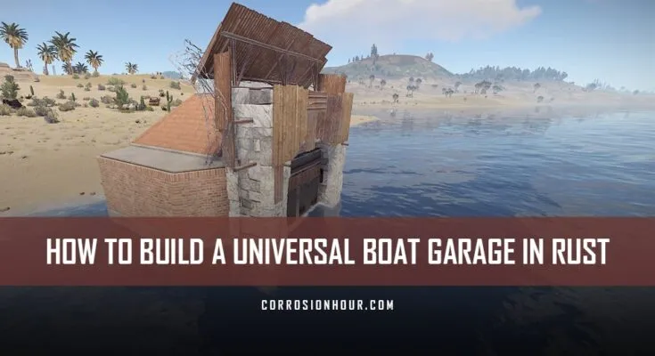 The outside of a universal boat garage in RUST