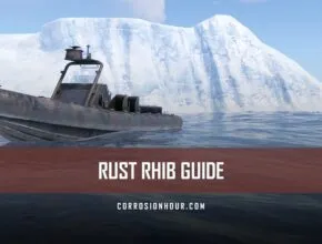 A RHIB floating infront of an iceberg in RUST