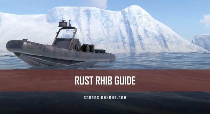 A RHIB floating infront of an iceberg in RUST