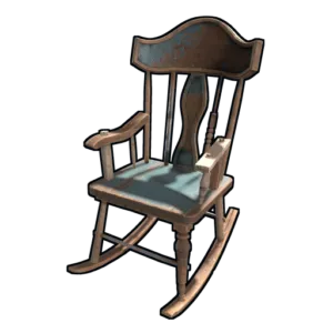 a teal-colored rocking chair in the game Rust