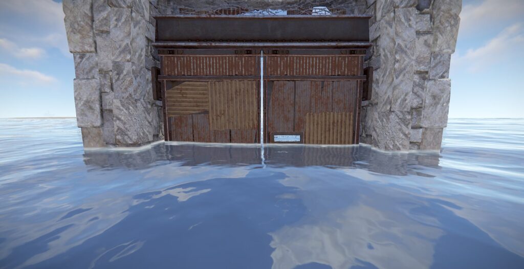 Looking at a Stone Gate placed in shallow depth water