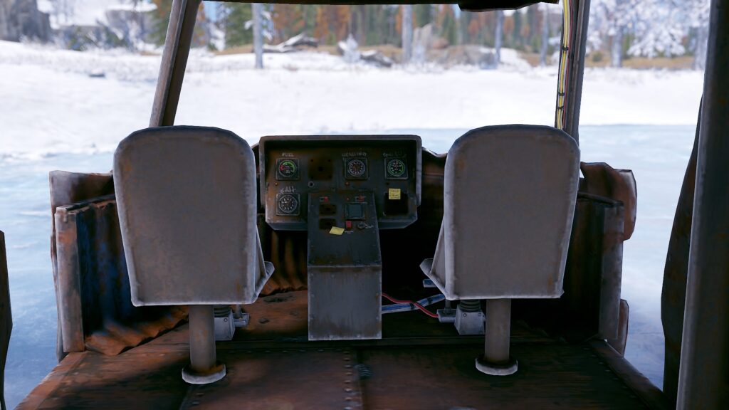 Cockpit View of the Scrap Transport Helicopter in RUST