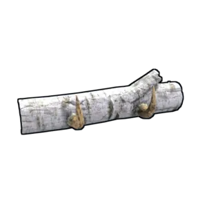 an item rack made of birch and animal horn hooks in the game Rust