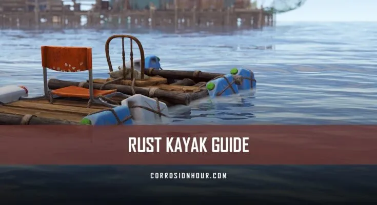 A kayak drifting towards a Fishing Village in RUST