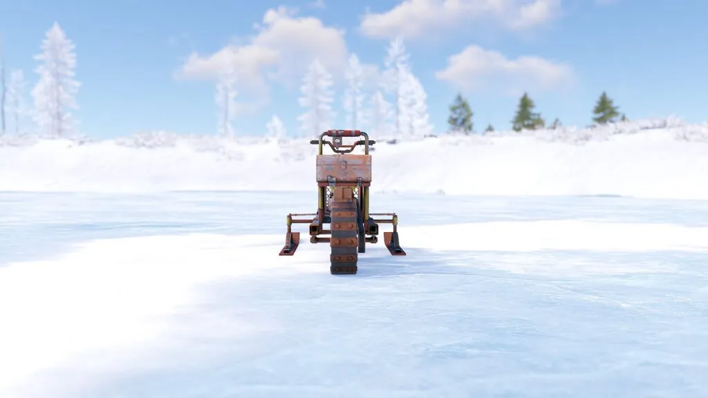 Rear-side view of the Snowmobile
