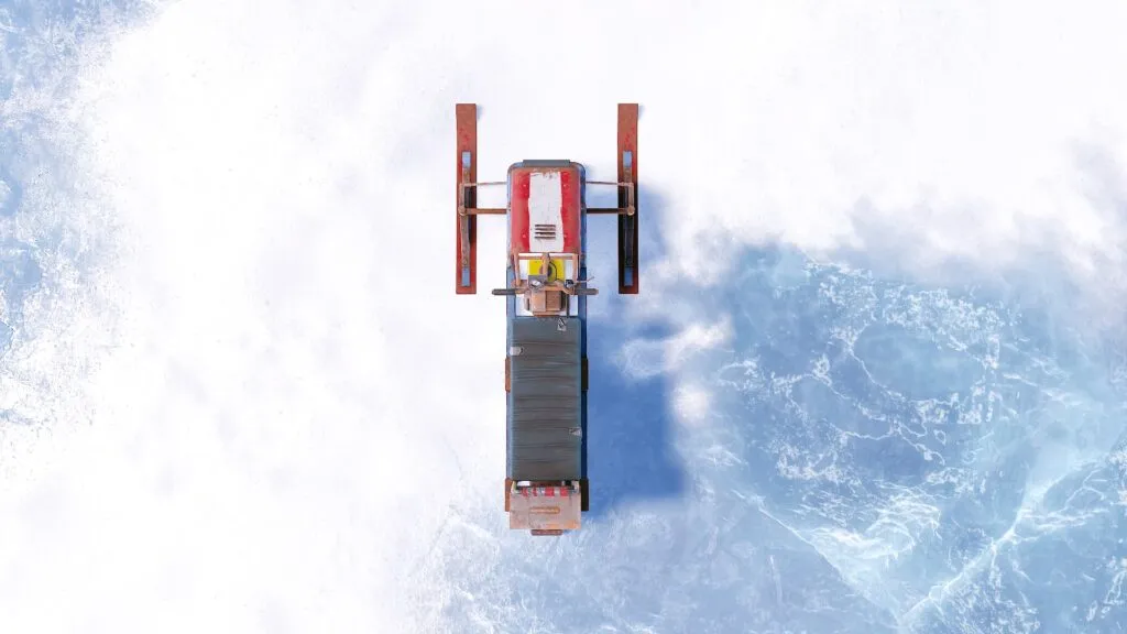 Overhead view of the Snowmobile
