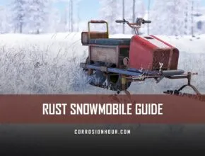 A snowmobile in the arctic biome in RUST
