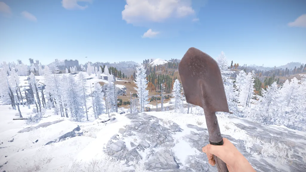 Holding a Shovel in the Arctic Biome of RUST
