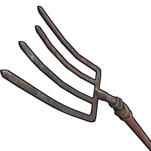 icon of a pitchfork fashioned into a projectile for the game Rust