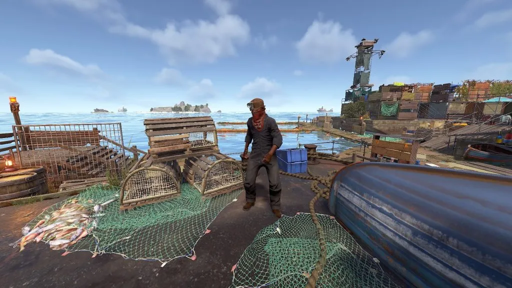 Outside the Medical Barge with the Diving Supplies Vendor