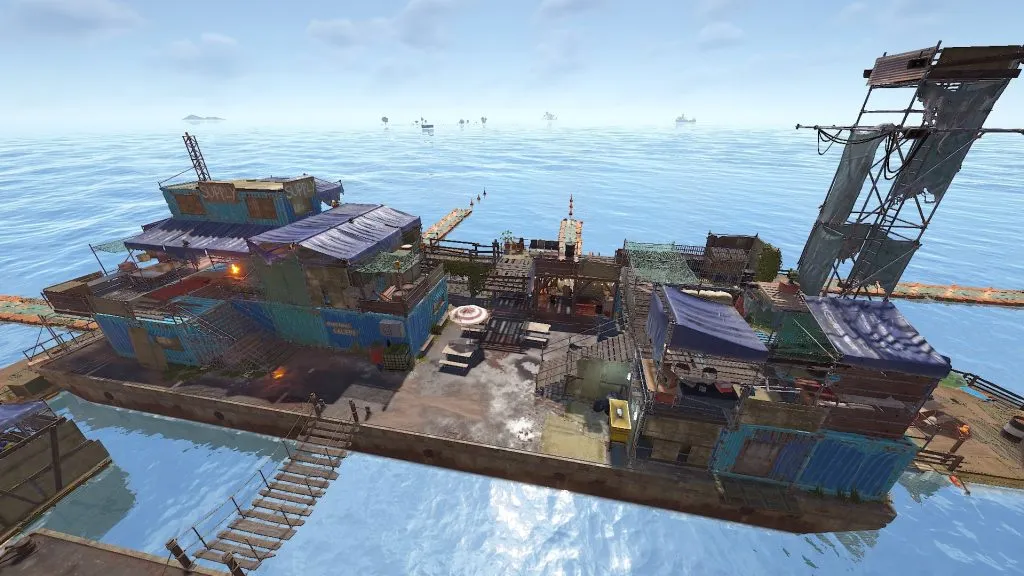 Overhead view of the Supplies, Firearms, and Boats Barge