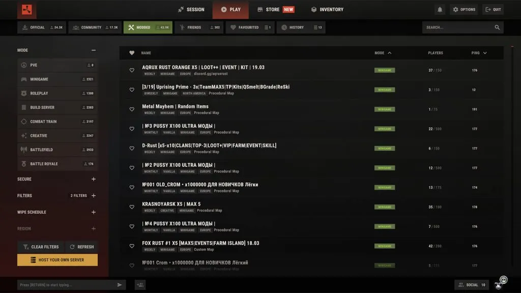 RUST Modded Server Screen