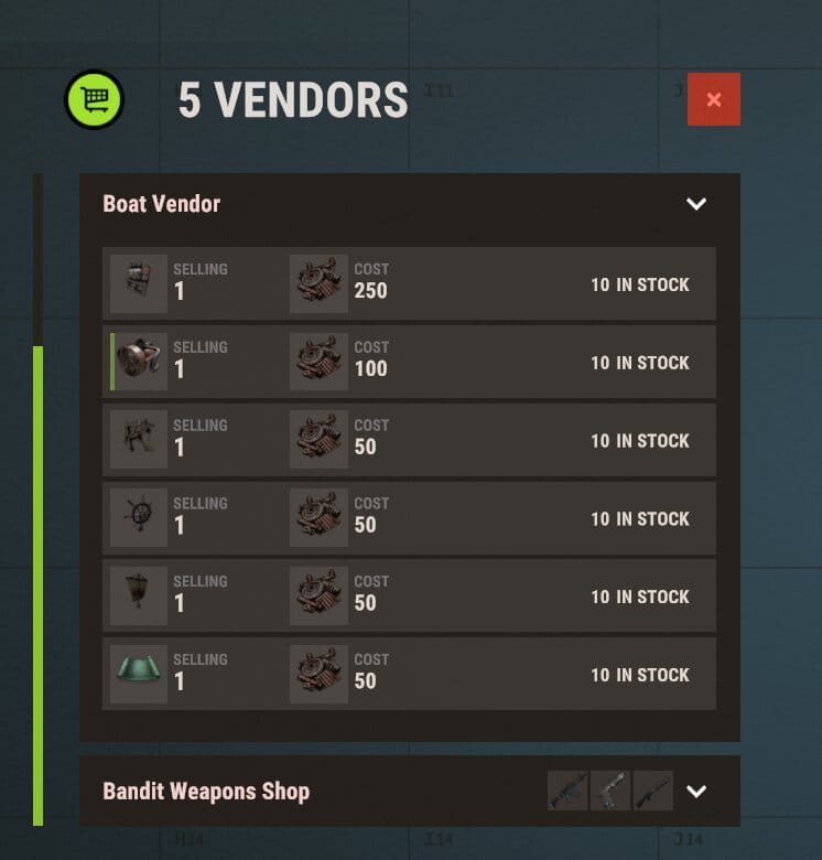 Boat Component Vendor Screen