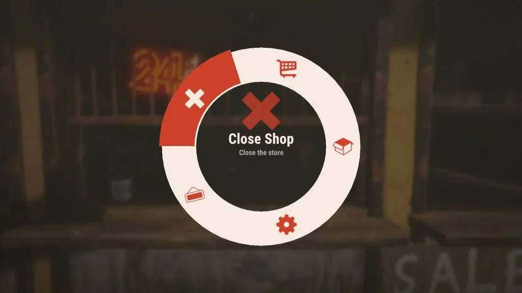 Close Shop Menu Wheel Option