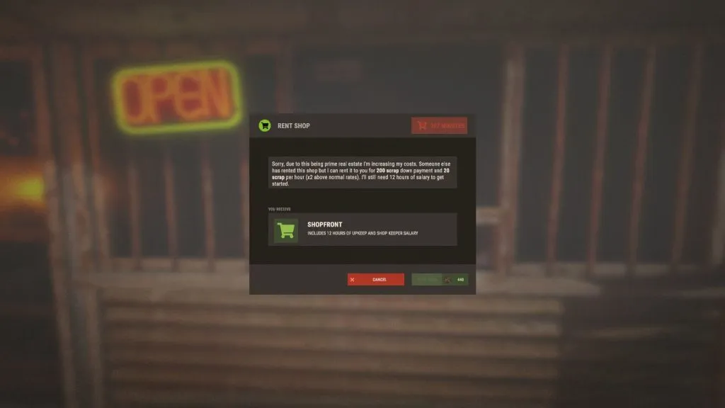 Open Shop Screen