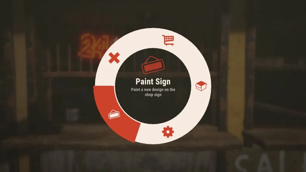 Paint Sign Menu Wheel Option