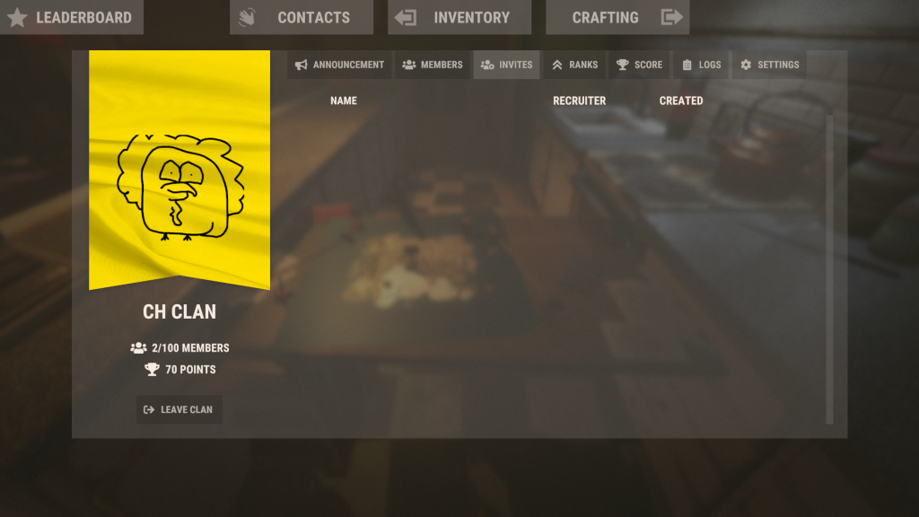 RUST Clan Table Invites Tab