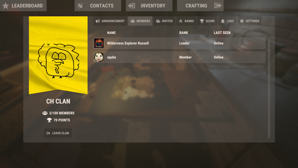 RUST Clan Table Members Tab