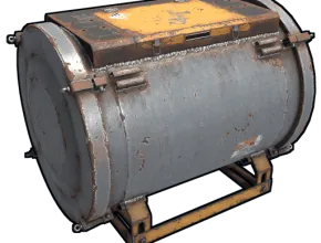 an icon of a gray storage container tipped on its side from the game RUST