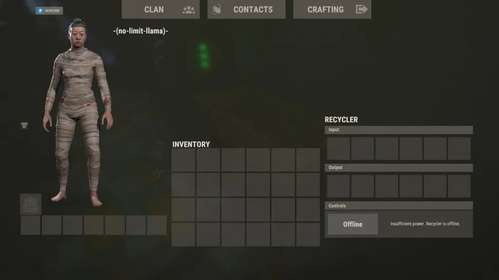View of the Recycler Offline Status