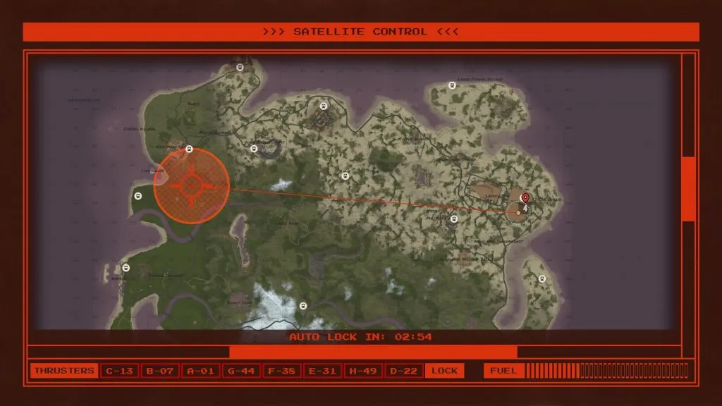 Satellite Crash Location Selection Screen